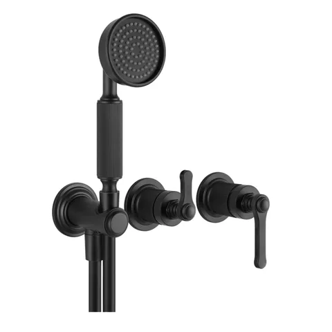 GESSI VENTI20 Смеситель встраиваемый, однорычажный, с переключателем на 2 положения, с ручным душем и шлангом 1500 мм., внешняя часть, цвет черный мат