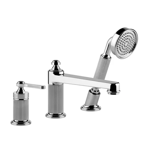 GESSI VENTI20 Смеситель для установки на борт ванны на 3 отверстия, однорычажный, с ручным душем и шлангом 1500 мм., цвет хром