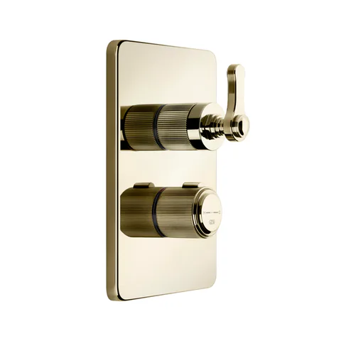 GESSI VENTI20 Смеситель встраиваемый, термостатический, с переключателем на 2 положения, внешняя часть, цвет Brass PVD
