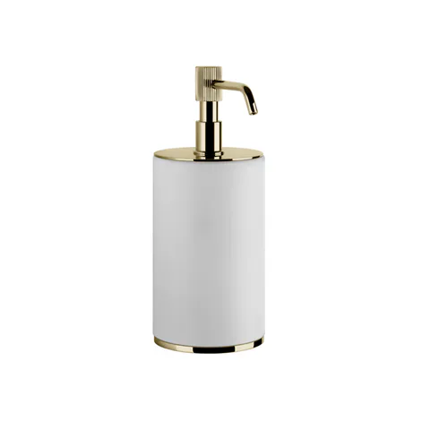 GESSI VENTI20 Дозатор для жидкого мыла настольный, цвет белый, фурнитура Brass PVD
