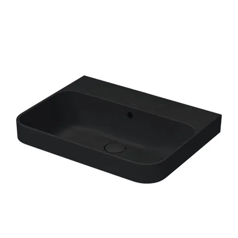 DURAVIT HAPPY D.2 PLUS Раковина на столешницу 600х460 мм., без отверстий для смесителя, с переливом, выпуск с керам. клапаном, цв антрацит матов