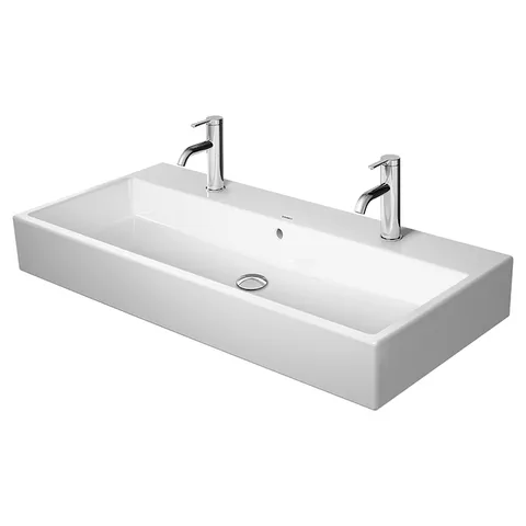 Duravit Vero Air Раковина 100cm,  с переливом, с площадкой,  c 2 отв. под смеситель, Цвет белый