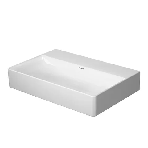 DURAVIT DURASQUARE Раковина 600х400 мм., без отверстий для смесителя, без перелива, в комплекте с креплением, цвет белый