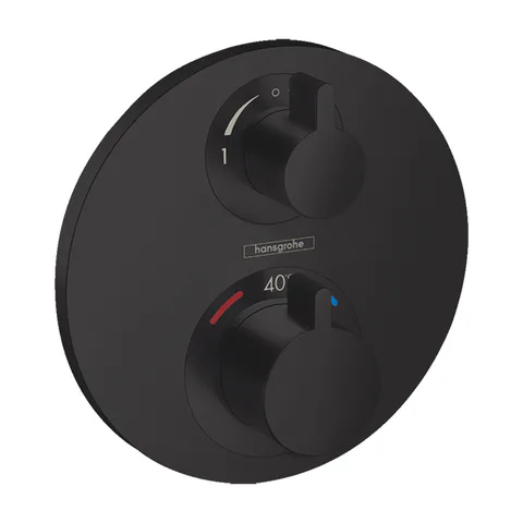 HG  Ecostat S Встраиваемый термостат для душа, 2 источника, с запорно-перекл.вент, (внешняя часть) цвет: черный матовый