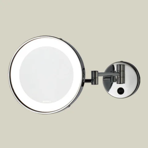 Bertocci Зеркала косметические Косметическое настенное круглое зеркало с LED-подсветкой,выключ.,3кратное увелич,цвет Brush. Nickel