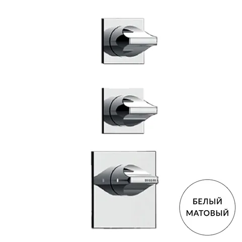 BOSSINI APICE Смеситель для душа встраиваемый, термостатический, 2 запорных вентиля, внешняя часть, цвет белый матовый