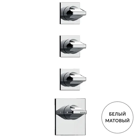 BOSSINI APICE Смеситель для душа встраиваемый, термостатический, 3 запорных вентиля, внешняя часть, цвет белый матовый
