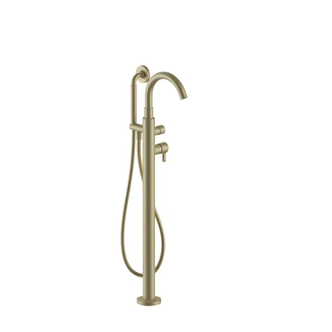 Fantini Icona Classic Смеситель напольный для ванны с ручной лейкой, цвет: Matt British Gold PVD