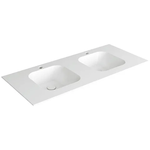 SIMAS WAVE Раковина двойная на столешницу  120x50xh14,5 см, по 1 отв под смеситель на раковину ,цвет белый