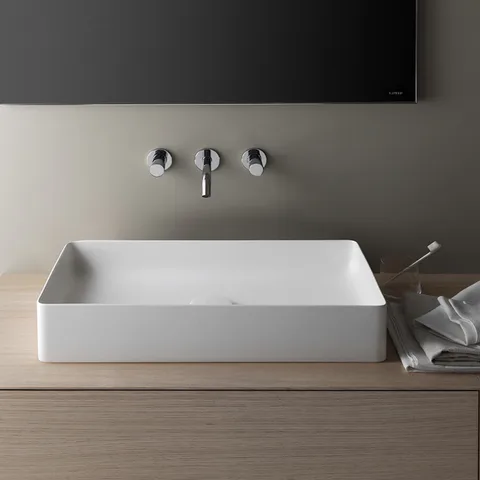 LAUFEN LIVING SQUARE Раковина прямоугольная 600х340х110 мм без отв. под смеситель,без перелива, цвет: белый с покрытием LCC Laufen Clean Coat