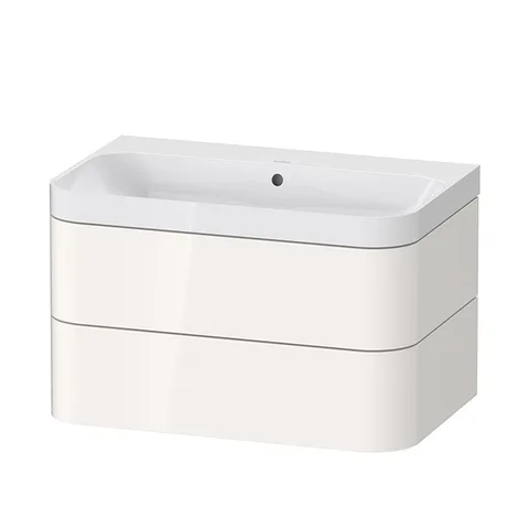 Duravit Happy D.2 Plus Тумба подвесная с умывальником 775х490х468 мм, без отв под смесит, 2 ящика, выпуск и сифон в комплекте, цвет белый глянцевый