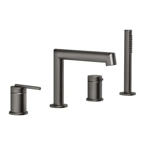 GESSI INGRANAGGIO Смеситель для установки на борт ванны на 4 отверстия, с ручным душем, цвет Black Metal Brushed PVD