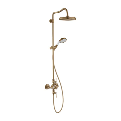 Axor Montreux Showerpipe Душевая стойка с термостатом и верхним душем 1jet, душ: d240 мм, шлангом и ручным душем, цвет: шлифованная бронза