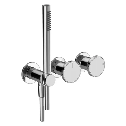 GESSI Origini Смеситель для ванны встраиваемый на 2 выхода, с ручной лейкой, в компл с отд вставкой, цвет хром (внешняя часть)
