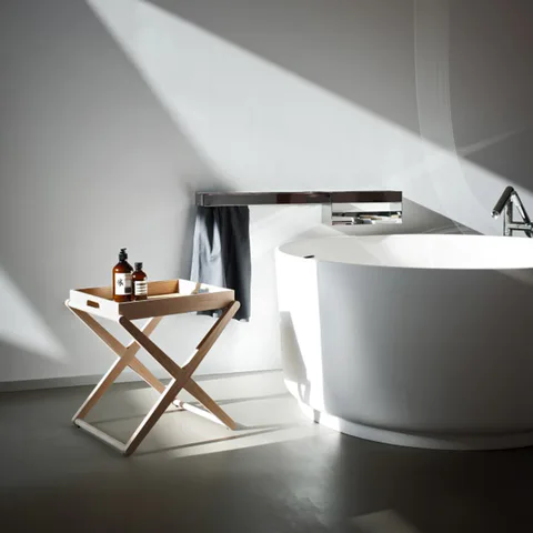 AGAPE "X" Столик 473х400х493 мм.,  низкий, с съемным подносом, отделка Rovere naturale(Natural oak)