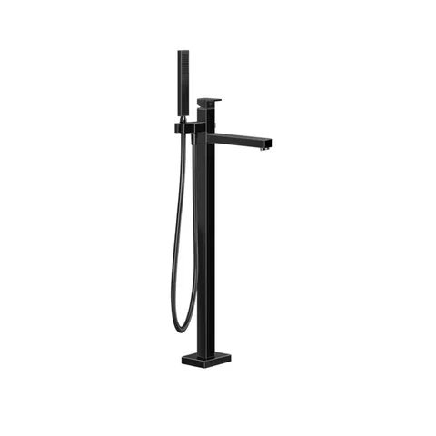 GESSI RETTANGOLO Смеситель для ванны напольный, с ручным душем и шлангом 1500 мм., внешняя часть, цвет Black Metal PVD