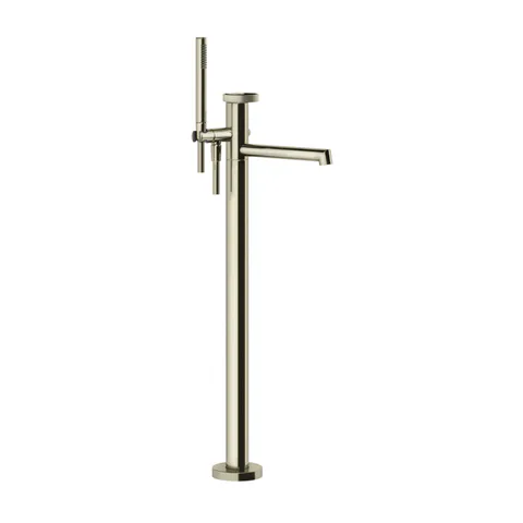 GESSI ANELLO Смеситель для ванны напольный, с ручным душем и шлангом 1500 мм., внешняя часть, цвет Finox Brushed Nickel
