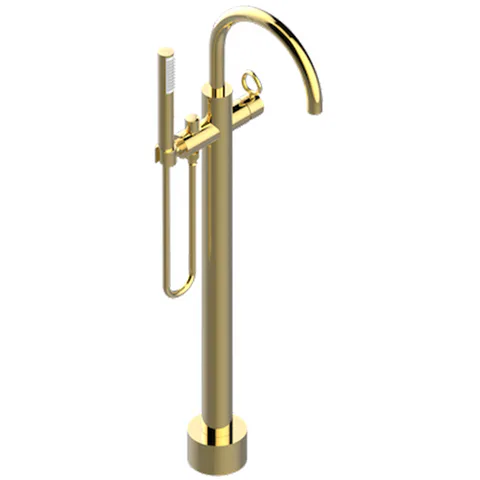 THG Collection O Смеситель напольный для ванны, 1 отв, с ручным душем, цвет Soft matt gold