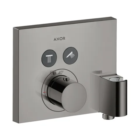 AX ShowerSelect Встраиваемый термостат для душа, 2 потреб, с держателем, (внешняя часть), цвет полированный черный хром