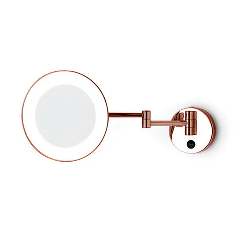 Bertocci Зеркала косметические Косметическое настенное круглое зеркало с LED-подсветкой,выключателем,3-кратное увеличение,цвет Oro Rosa