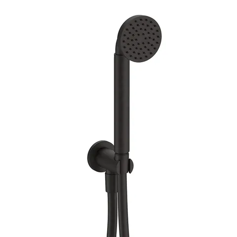 Fantini Icona Classic Душевой набор: ручная лейка со шлангом и держателем,круглая розетка, выпуск 1/2, цвет Deep Black PVD