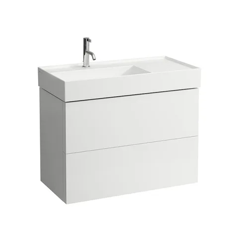 Laufen Kartell Тумба под раковину 810338, 880x450x600 мм, с 2 ящик, органайзер для ящика, с сифоном, с полочкой справа, белый матов
