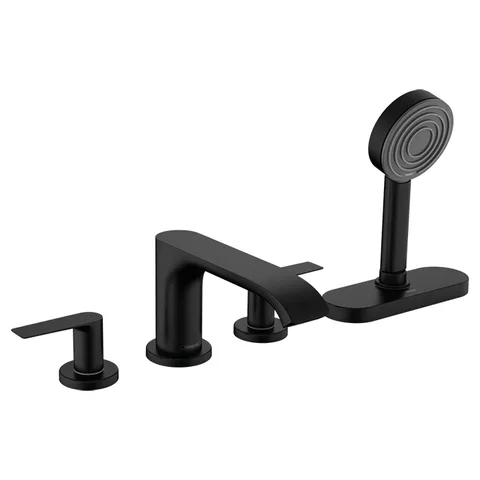HANSGROHE VIVENIS Смеситель на борт ванны на 4 отв, с ручной лейкой, цвет черный матовый (без внутр части)