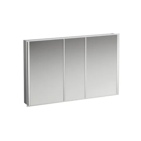 LAUFEN Frame 25 Шкаф зеркал 1200x150x750мм, 3 дверки/зеркало с 2 сторон, 2 розетки, 4 эл  LED подсв.,регул яркость, без освещения внизу