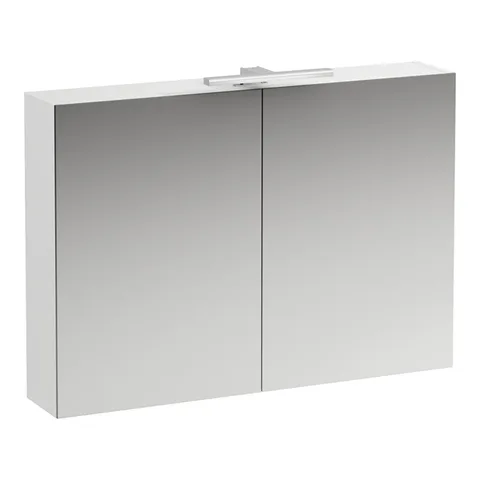 Laufen BASE Шкафчик зеркальный 1000x185x700 мм, 2 дверцы, с LED-подсветкой, 2 стеклянные полки, 1 розетка, белый матов