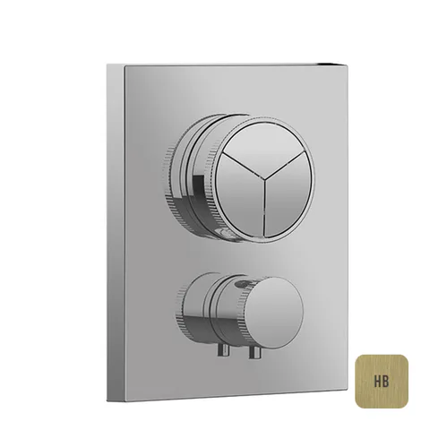 ALMAR PUSH SQUARE CORE Внешняя часть термостата на 3 потребителя, цвет High Brass