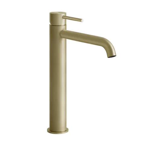 GESSI 316 Смеситель для раковины на 1 отверстие, высокий h=305мм,  без донного клапана, излив 155мм, цвет: Brushed Brass PVD