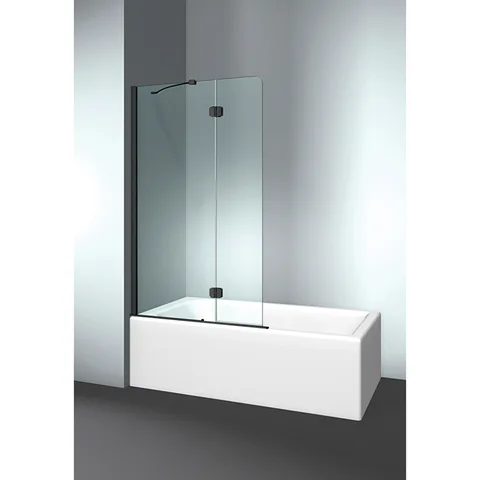 VismaraVetro Шторка на ванну PV 54х150Hсм, размер 90-92(50+40)см, SX (левая), стекло Transparent 04, Matt Black 09, петли С67 внутр. открытие, TPA
