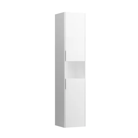 Laufen BASE высокий шкаф 350x335x1650 мм, 2 дверцы, петли справа, 1 открытая полка, 4 стекл. полки,  белый глянц (НА склад ждем к 20 мая 2шт)