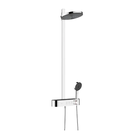 HANSGROHE PULSIFY Душевая стойка с термостатическим смесителем, верхним душем Ø260 мм с 2 режимами, ручным душем и шлангом, цвет хром