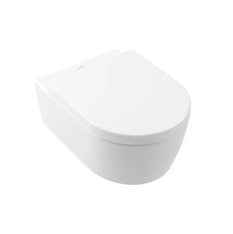 Villeroy&Boch Avento Унитаз подвесной 370*530*310, безободковый, в комплекте сиденье c микролифтом, цвет альпийский белый