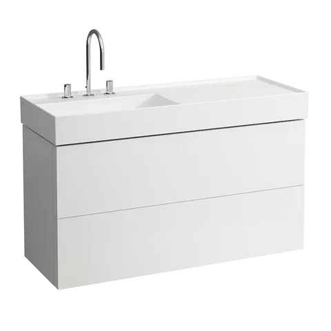 Laufen Kartell Тумба под раковину 813332, 118х45х60см, с 2 выдвиж. ящиками, с сифоном, с полочкой справа, цвет: белый матов (СПЕЦЦЕНА - АКЦИЯ)