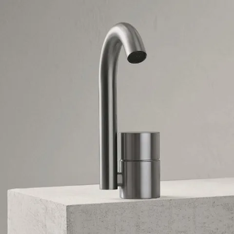 FANTINI AA/27 Смеситель для раковины на 1 отверстие, однорычажный, без донного клапана, цвет Матовая натуральная сталь