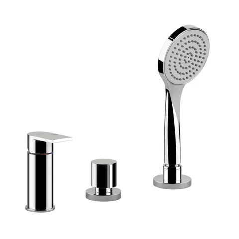 Gessi Emporio Via manzoni Смеситель для ванны на 3 отверстия наполнение через слив-перелив, лейка, цвет: Chrome