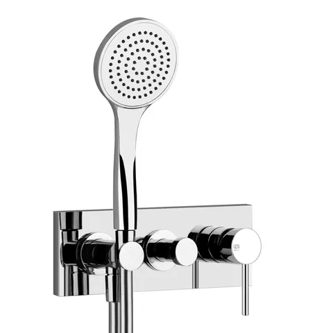 Gessi Emporio Via tortona Внешние части для встр. однорычажного смесителя на 2 позиции с переключателем, подводом воды и держателем лейки, душевойлейк