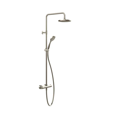 Gessi Emporio shower Настенный смеситель-термостат, душевая головка, переключатель, штанга, шланг, душ 200мм, цвет: Finox Brushed Nickel
