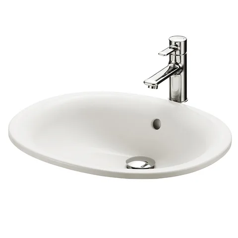 TOTO PUBLIC Раковина 530x450x177мм, встраиваемая сверху, без отв.под смеситель, с переливом, CeFiONtect, цвет:  белый