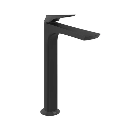 GESSI  VENTAGLIO Смеситель для раковины высокий с донным клапаном "Stop&Go" и соединительными шлангами, цвет: Matte Black