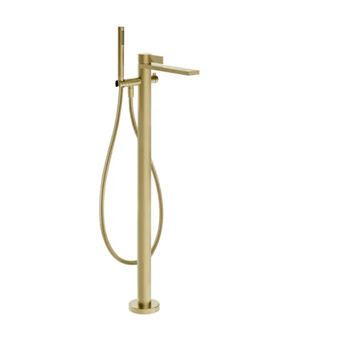 GESSI  INVERSO RIGATO Внешняя часть напольного смесителя для ванны с перекл и ручным душем , цвет: Brass Brushed PVD