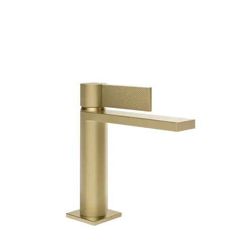 GESSI  INVERSO DIAMANTATO Смеситель для раковины с донным клапаном "Stop&Go" и соединительными шлангами, цвет: Brass Brushed PVD