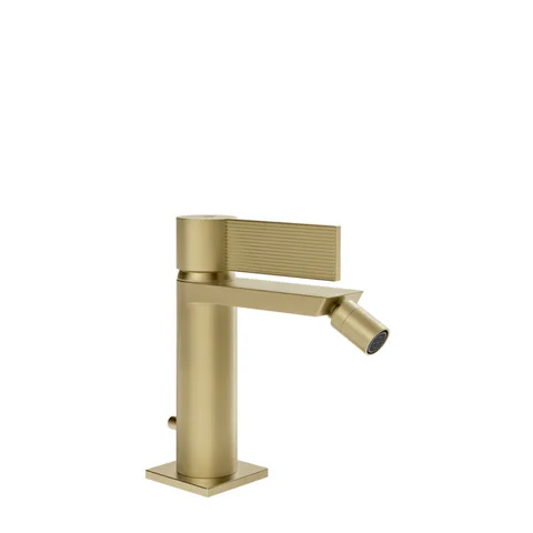 GESSI  INVERSO RIGATO Смеситель для биде с донным клапаном и соединительными шлангами, цвет: Brass Brushed PVD