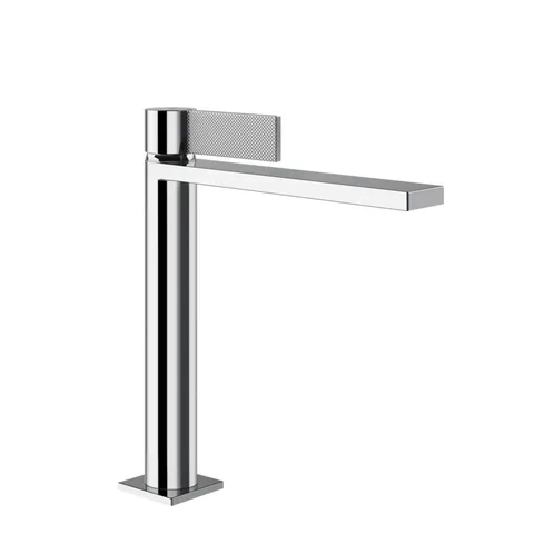 GESSI  INVERSO DIAMANTATO Смеситель для раковины средней длины с донным клапаном "Stop&Go" и соединительными шлангами, цвет: хром