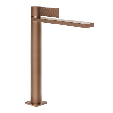 GESSI  INVERSO DIAMANTATO Смеситель для раковины высокий с донным клапаном "Stop&Go" и соединительными шлангами, цвет: Copper Brushed PVD