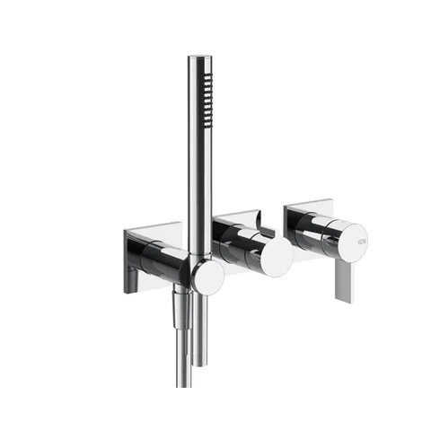 GESSI  INVERSO RIGATO Внешняя часть настенного смесителя для душа на 2 выхода с перекл и ручным душем , цвет: хром