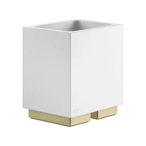 GESSI  INVERSO ACCESSORIES Стакан настольный белый, цвет: Brass Brushed PVD