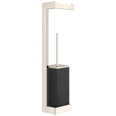 GESSI  INVERSO ACCESSORIES Стойка настенная с держателем для туалетной бумаги и ершиком черным, цвет: Warm Bronze Br PVD